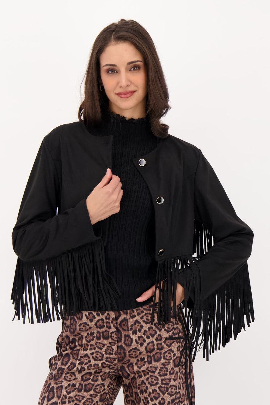 Fringed Vegan Suede Jacket