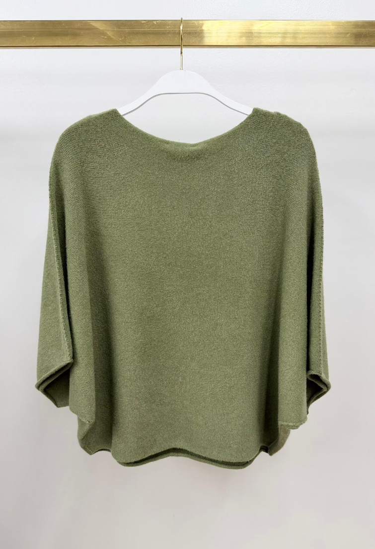 CREW NECK BATWING SLEEVE KNIT TOP