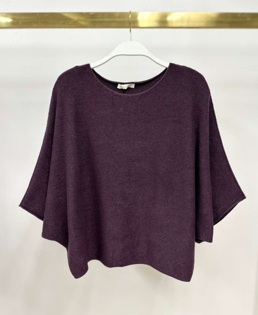 CREW NECK BATWING SLEEVE KNIT TOP