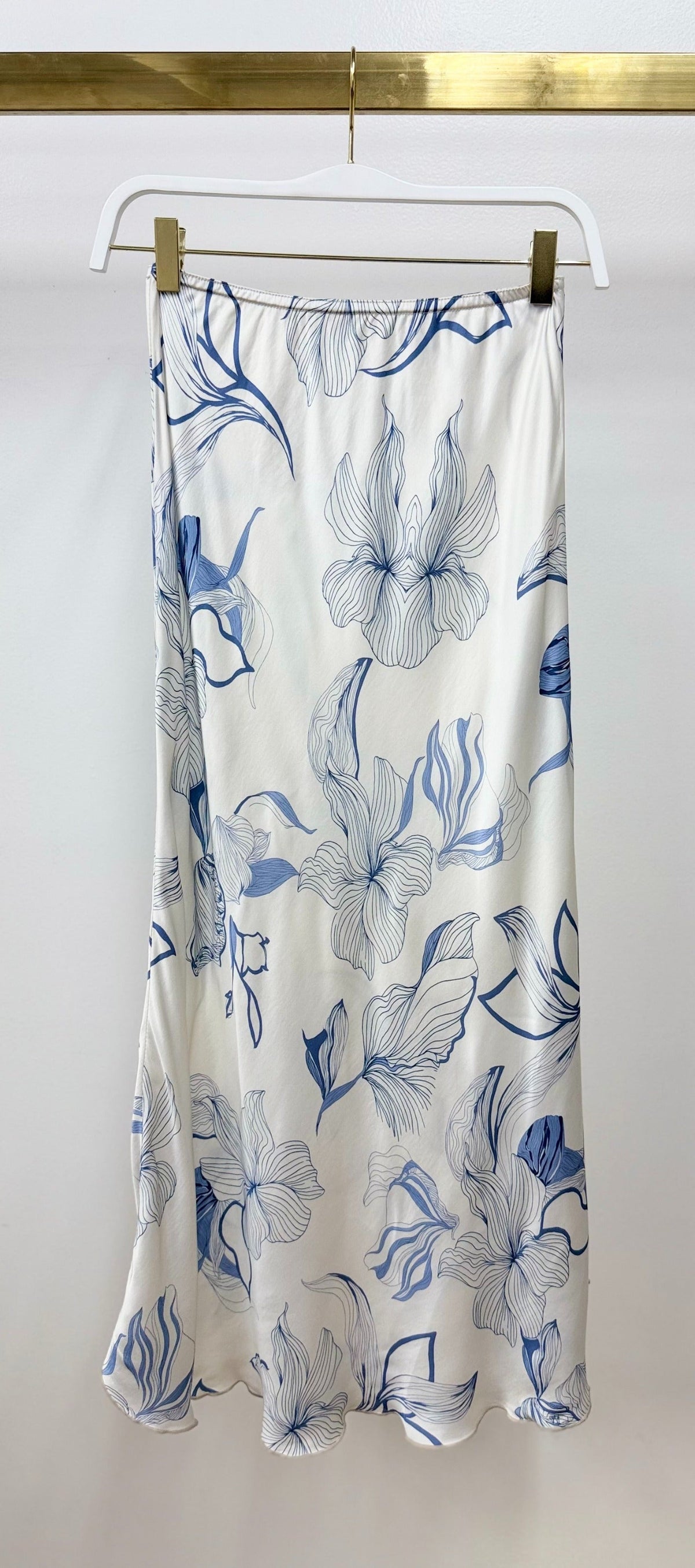 SKETCH FLORAL SILKY MIDI SKIRT