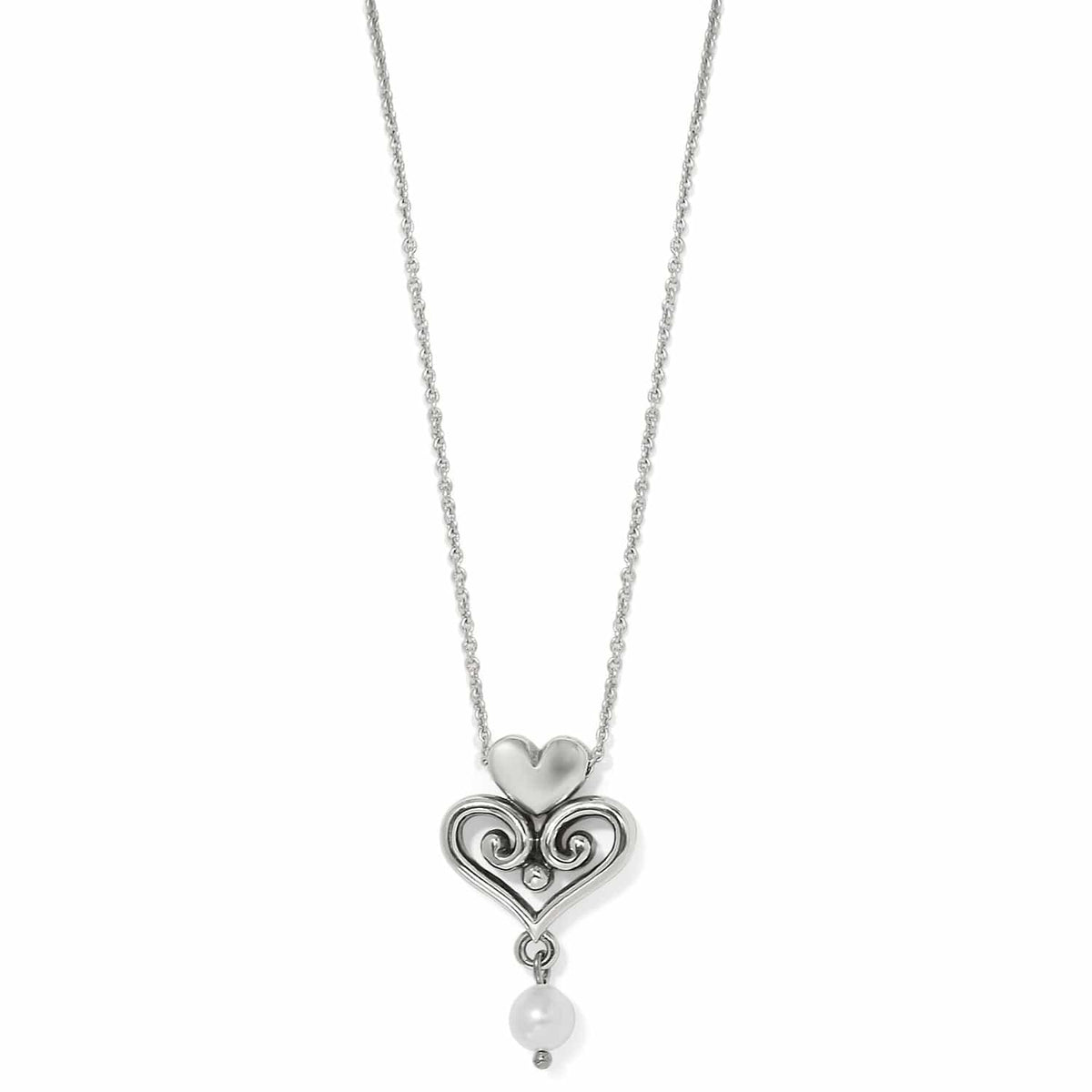 Alcazar Amor Pearl Pendant Necklace — Silver-Pearl