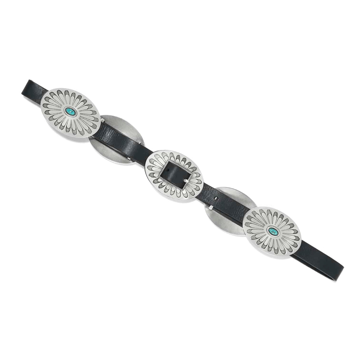 Blackbird Concho Belt — Black-Turquoise