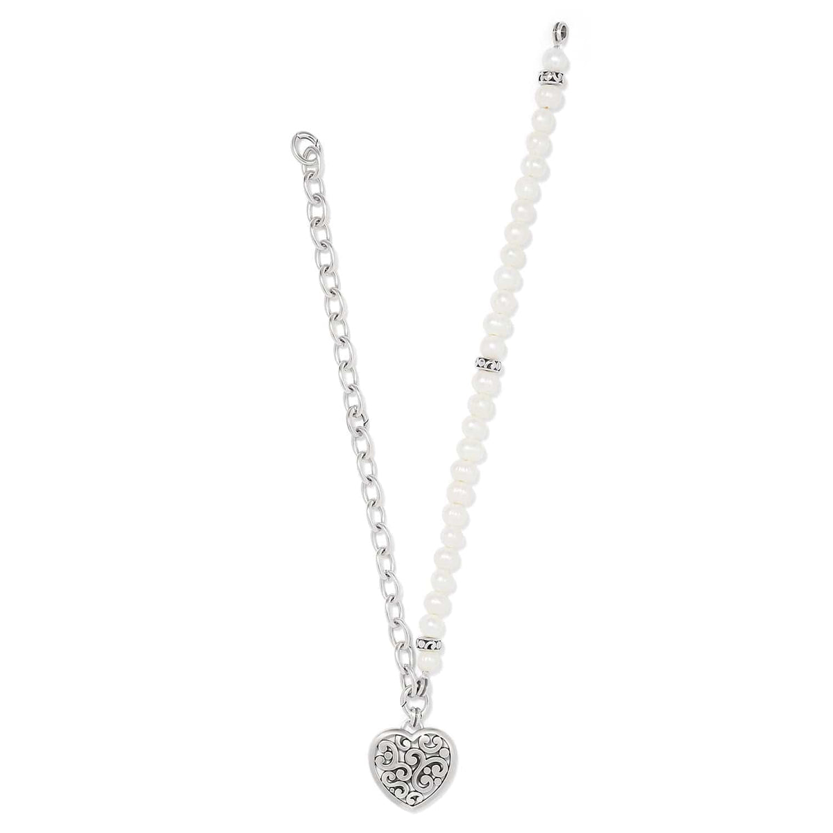 Contempo Heart Pearl Charm Necklace by Brighton