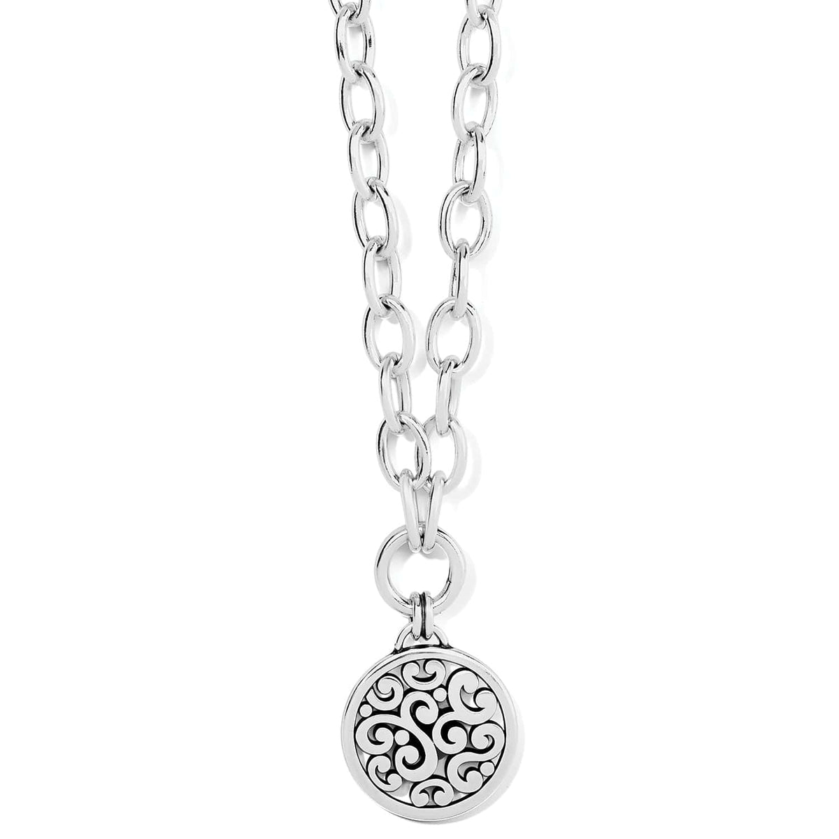 Contempo Medallion Charm Necklace — Silver