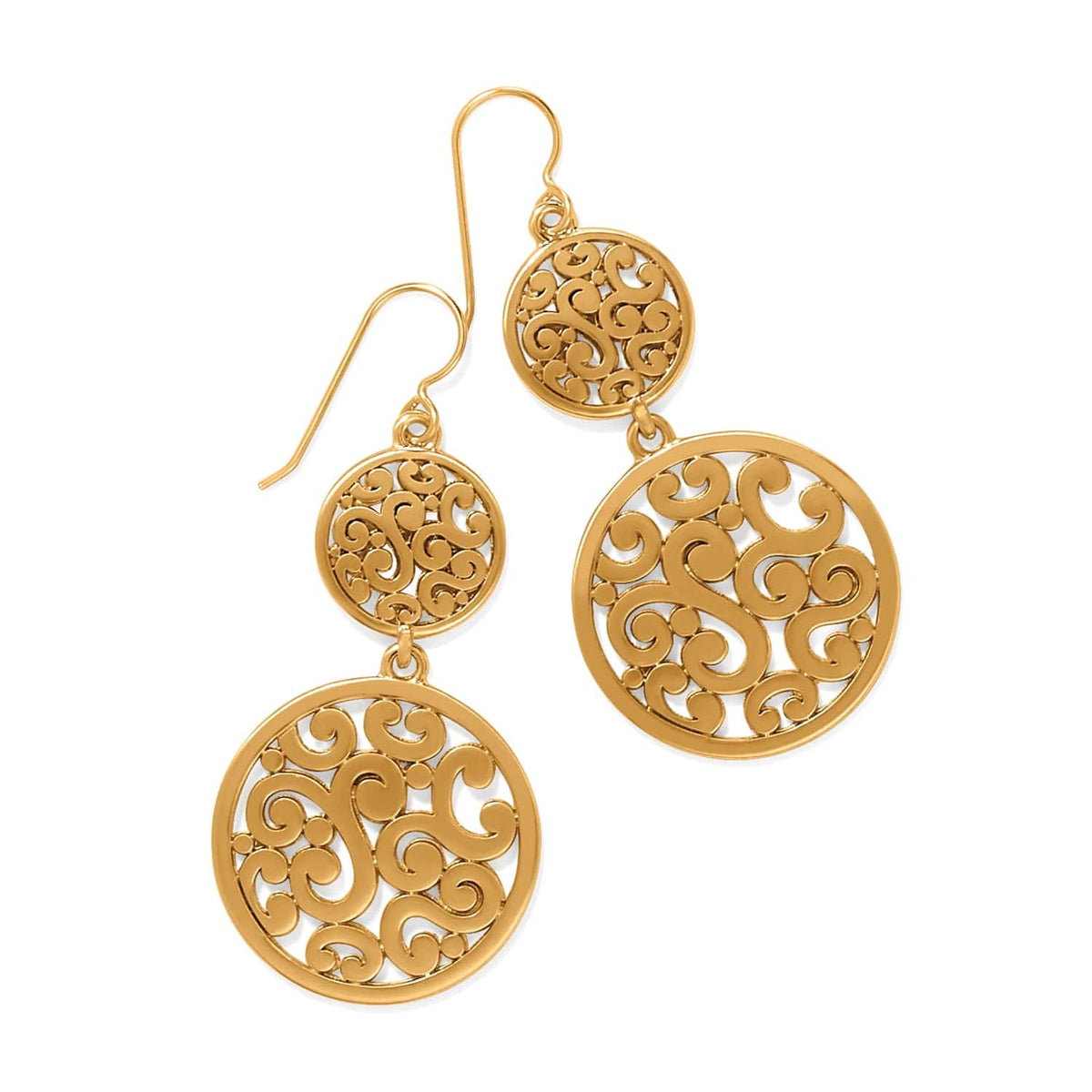 Contempo Medallion Duo French Wire Earrings — Gold