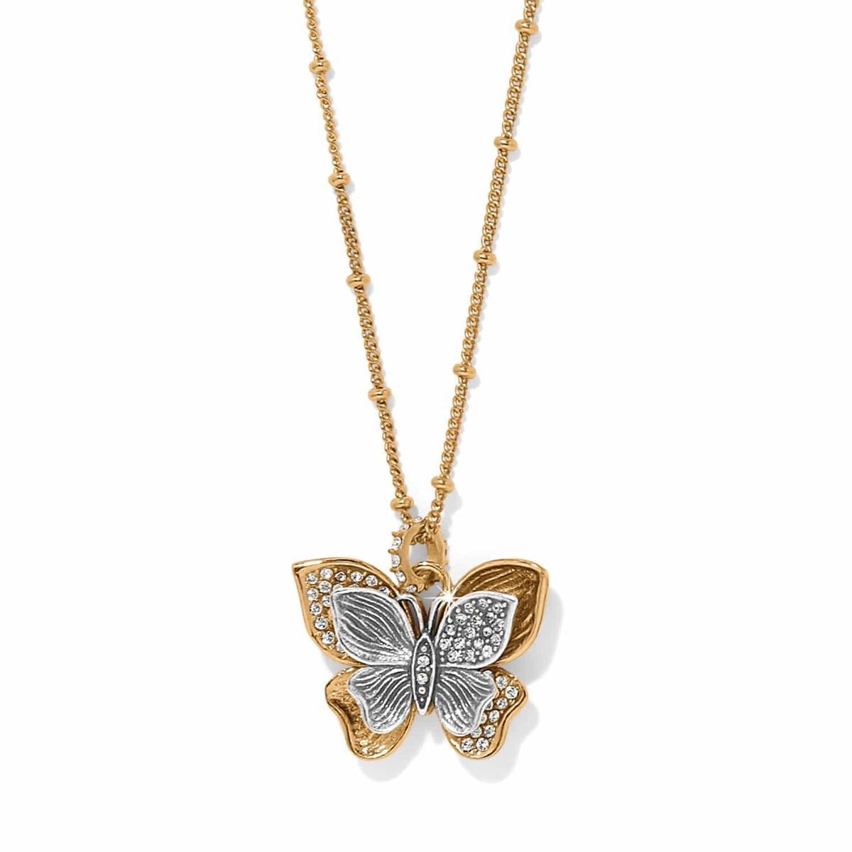 Everbloom Flutter Pave Necklace — Silver-Gold
