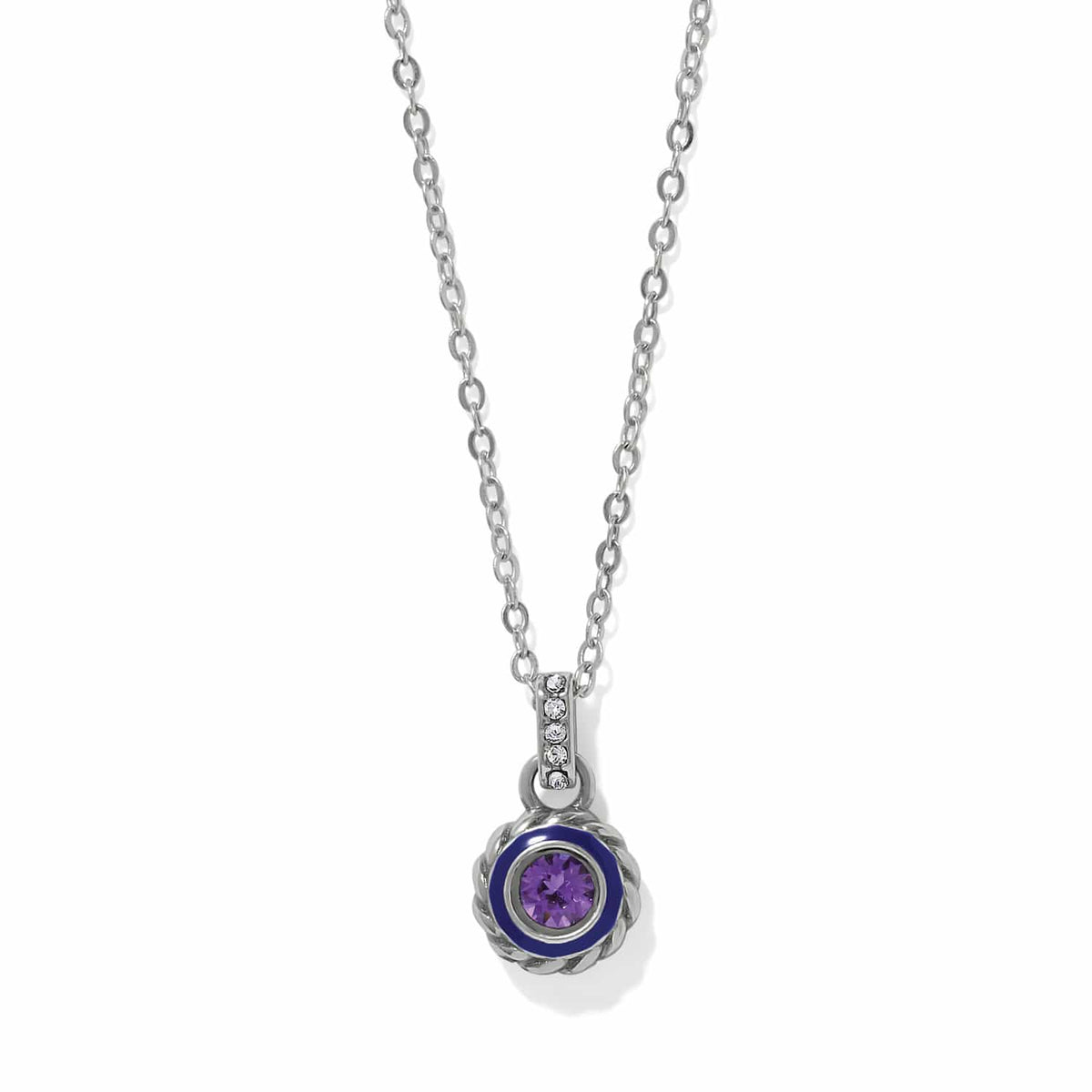 Halo Gemma Petite Round Necklace — Silver-Tanzanite
