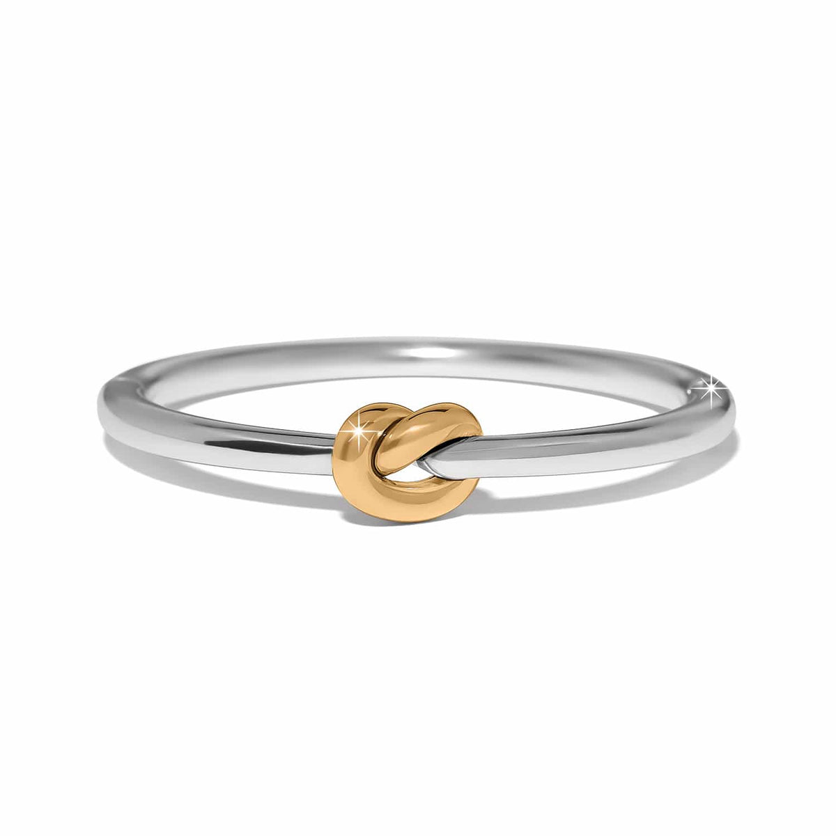 Interlok Single Knot Two Tone Hinged Bangle — Silver-Gold