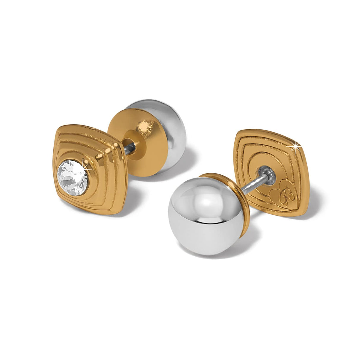 Meridian Etage II Square Post Earrings — Silver-Gold