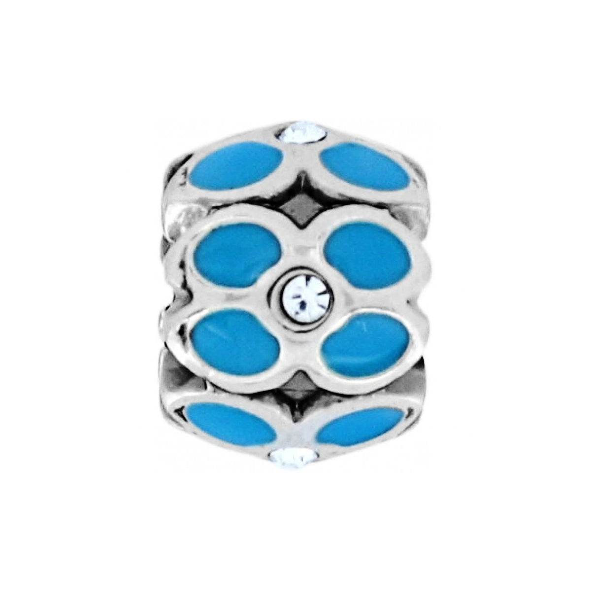 Mini Ring Of Flower Bead — Silver-Turquoise