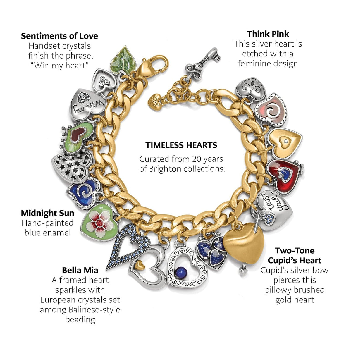 One Heart Color Charm Bracelet by Brighton