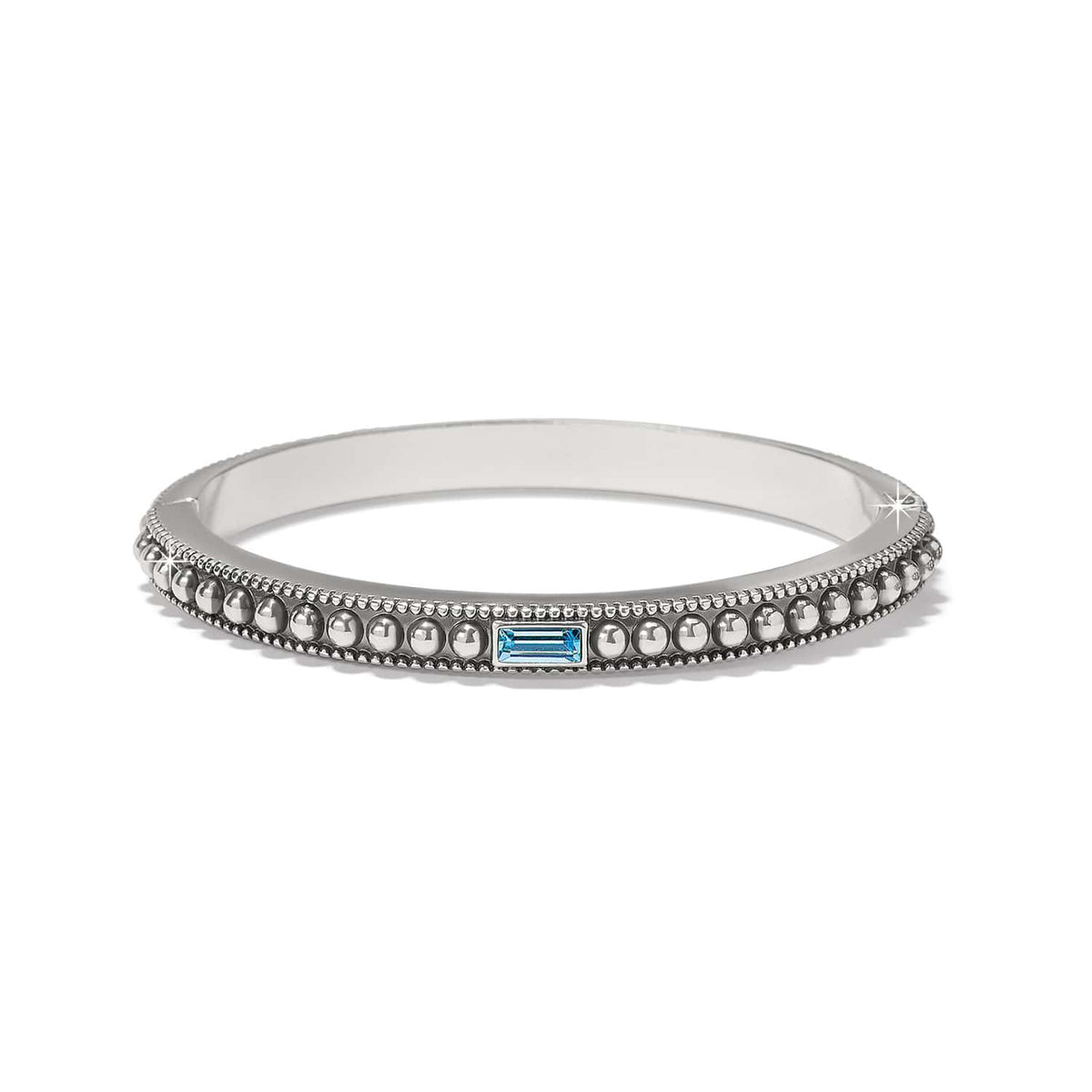 Pretty Tough Gem Hinged Bangle — Silver-Aqua