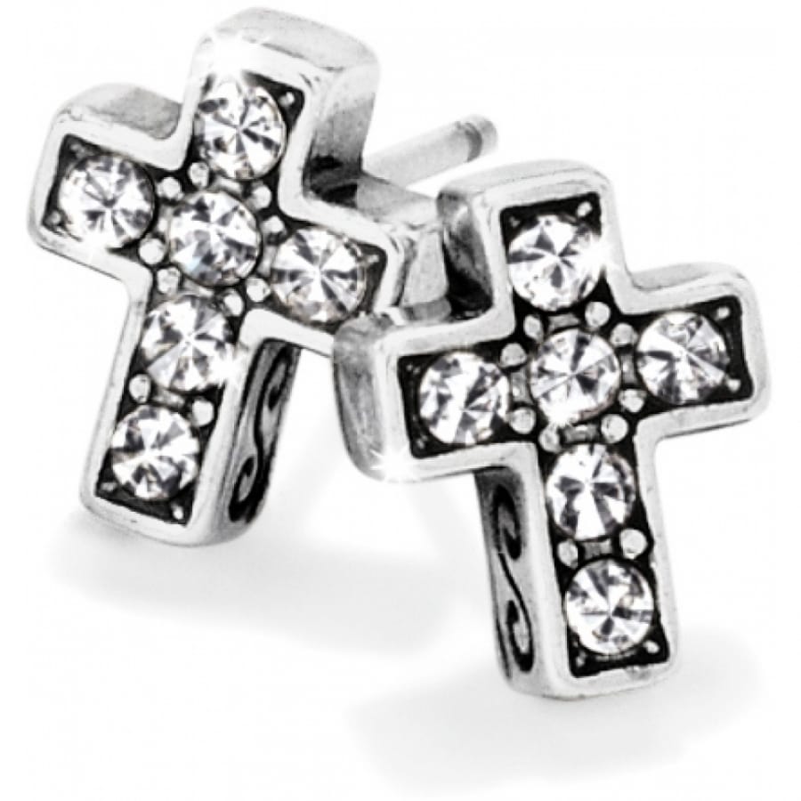 Starry Night Cross Mini Post Earrings — Silver