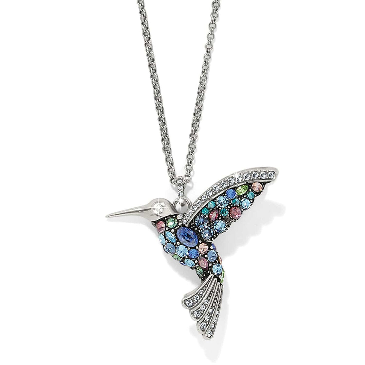 Trust Your Journey Hummingbird Necklace — Silver-Blues