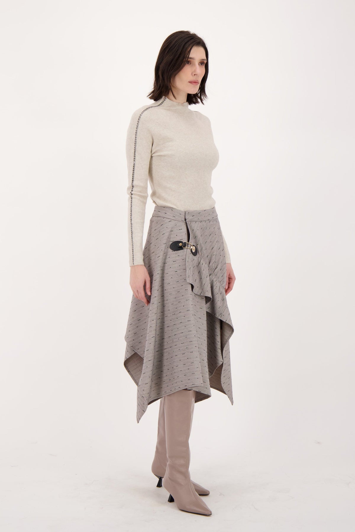 Sweater With Sleeve Rhinestone Detail