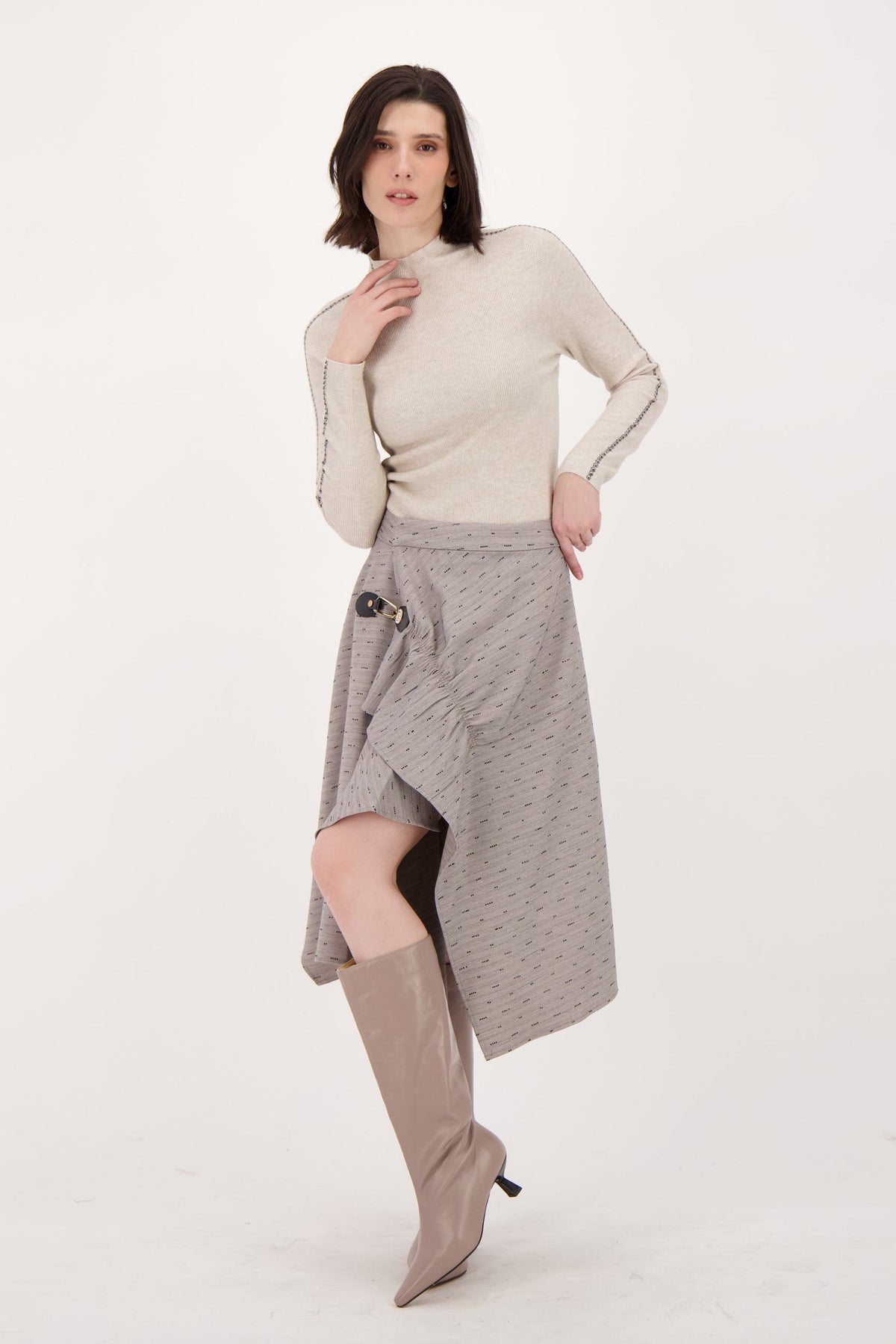 Sweater With Sleeve Rhinestone Detail
