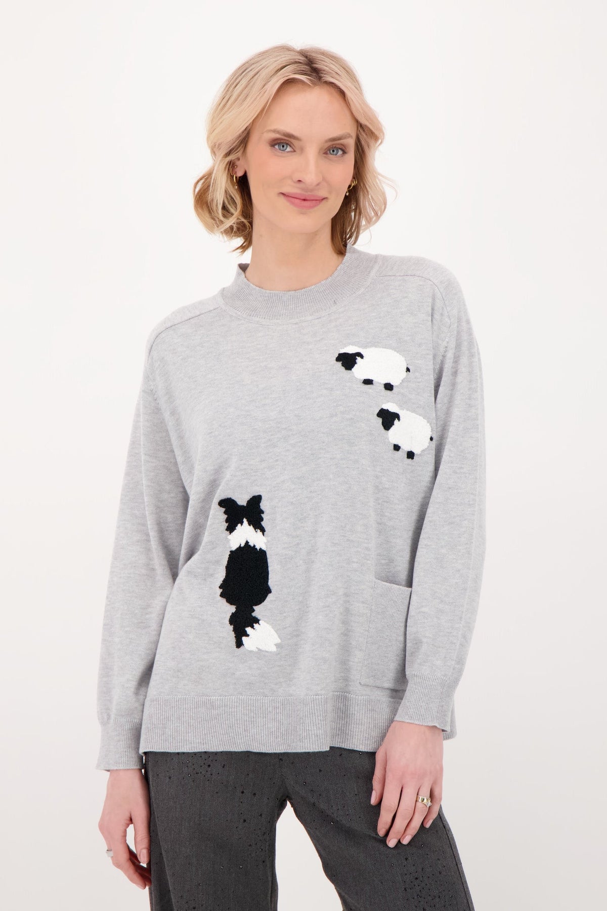 Sheep Dog Patch Pocket Sweater