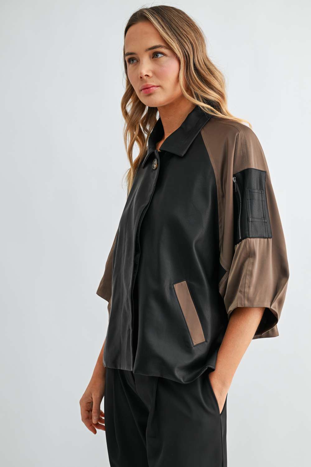 Jason Mix Media Leather Panel Jacket
