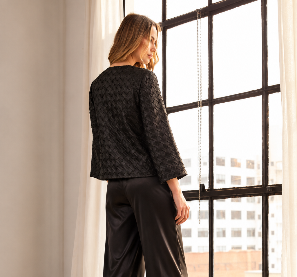 Corrine Satin Pant with Braided Pockets