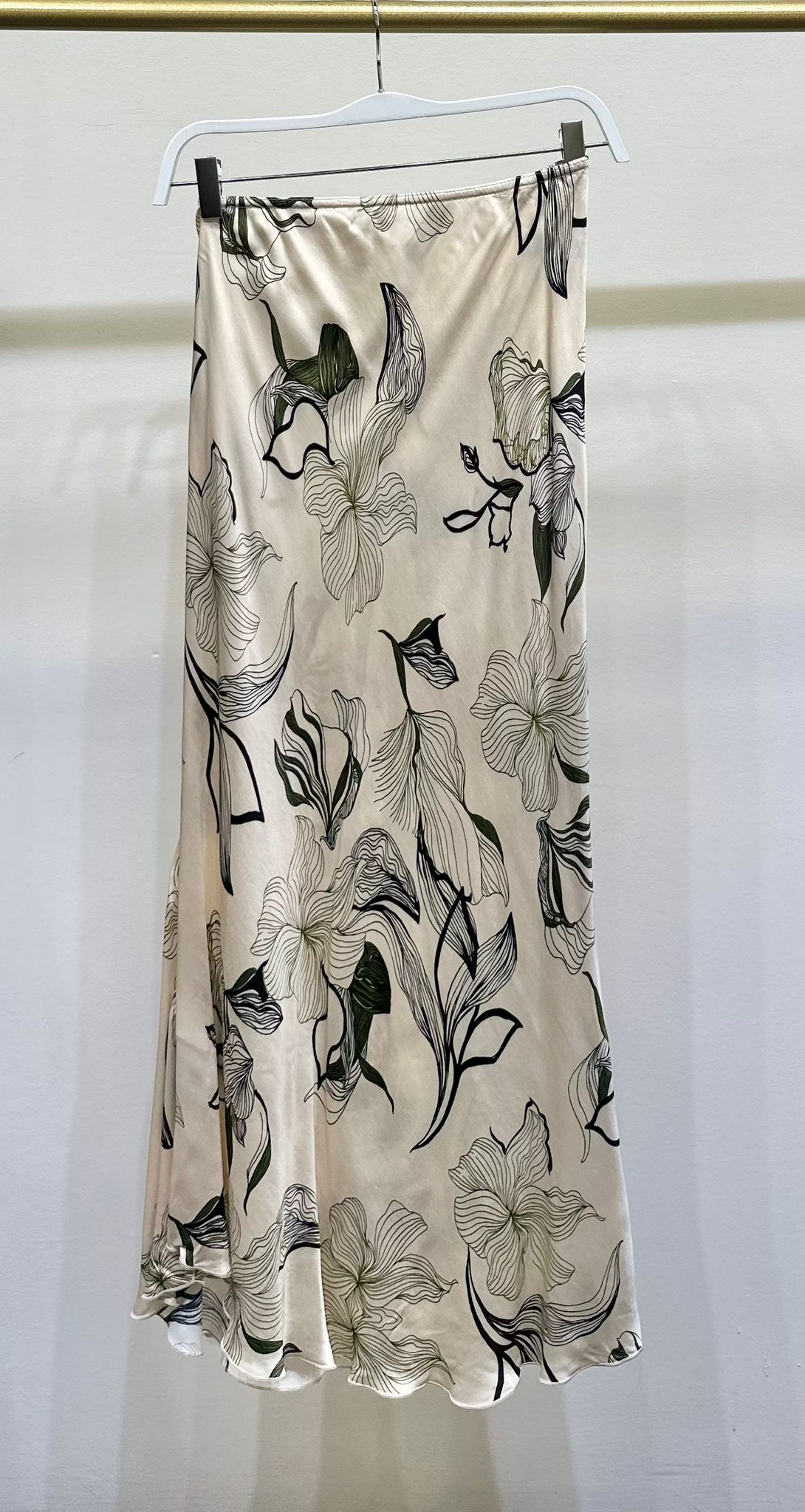 SKETCH FLORAL SILKY MIDI SKIRT