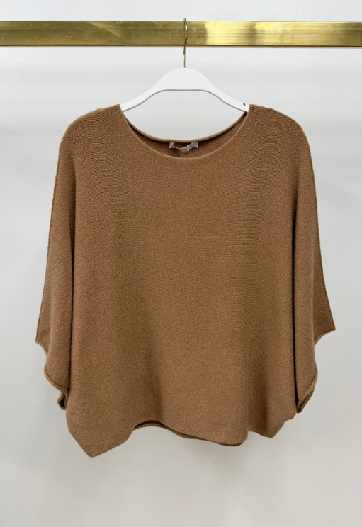 CREW NECK BATWING SLEEVE KNIT TOP