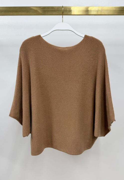 CREW NECK BATWING SLEEVE KNIT TOP