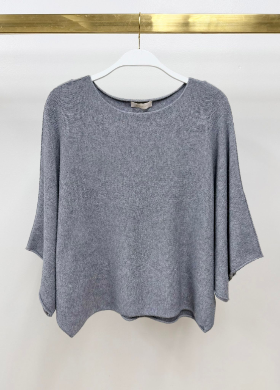 CREW NECK BATWING SLEEVE KNIT TOP