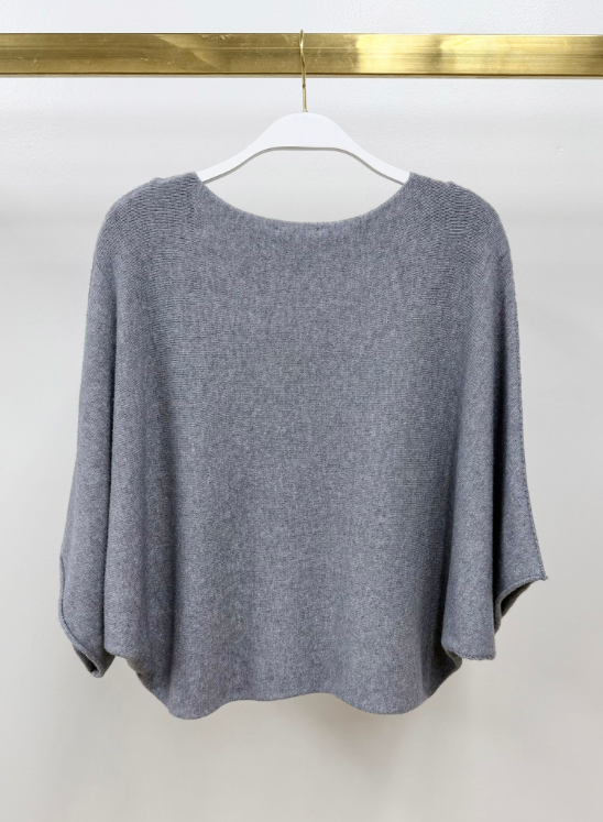 CREW NECK BATWING SLEEVE KNIT TOP