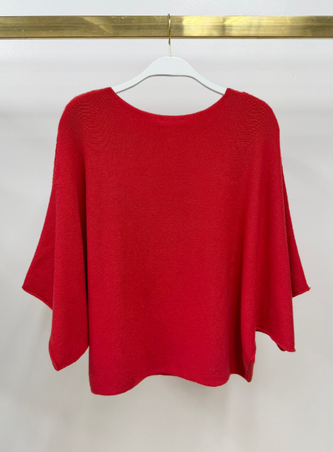CREW NECK BATWING SLEEVE KNIT TOP