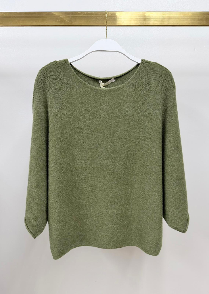 CREW NECK BATWING SLEEVE KNIT TOP