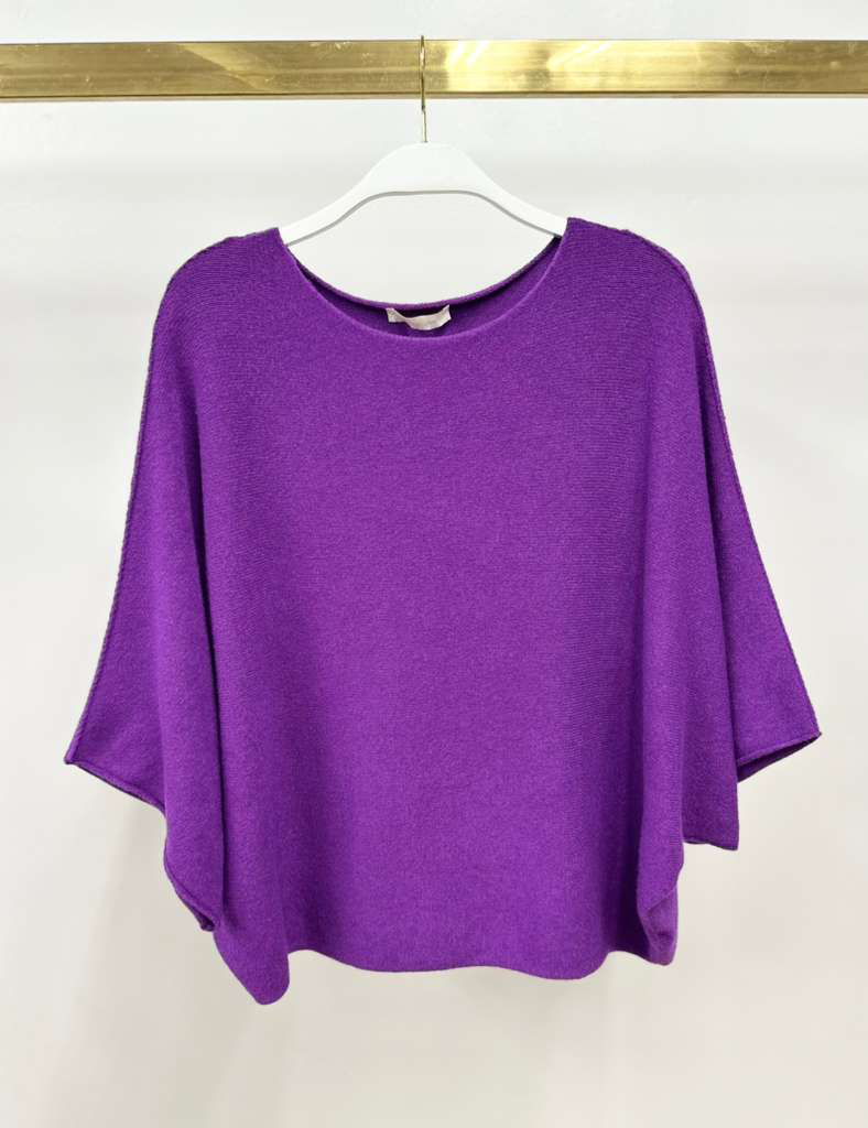 CREW NECK BATWING SLEEVE KNIT TOP