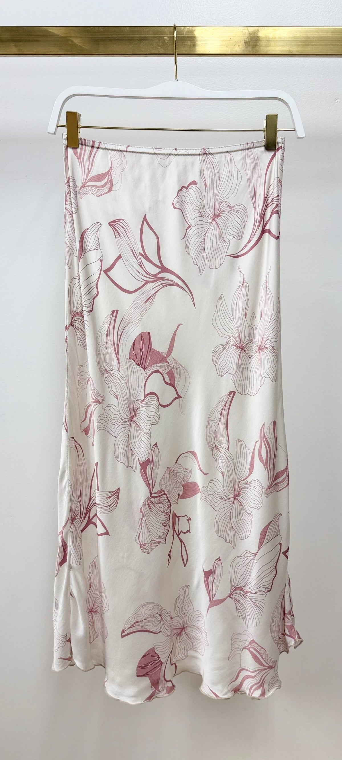 SKETCH FLORAL SILKY MIDI SKIRT