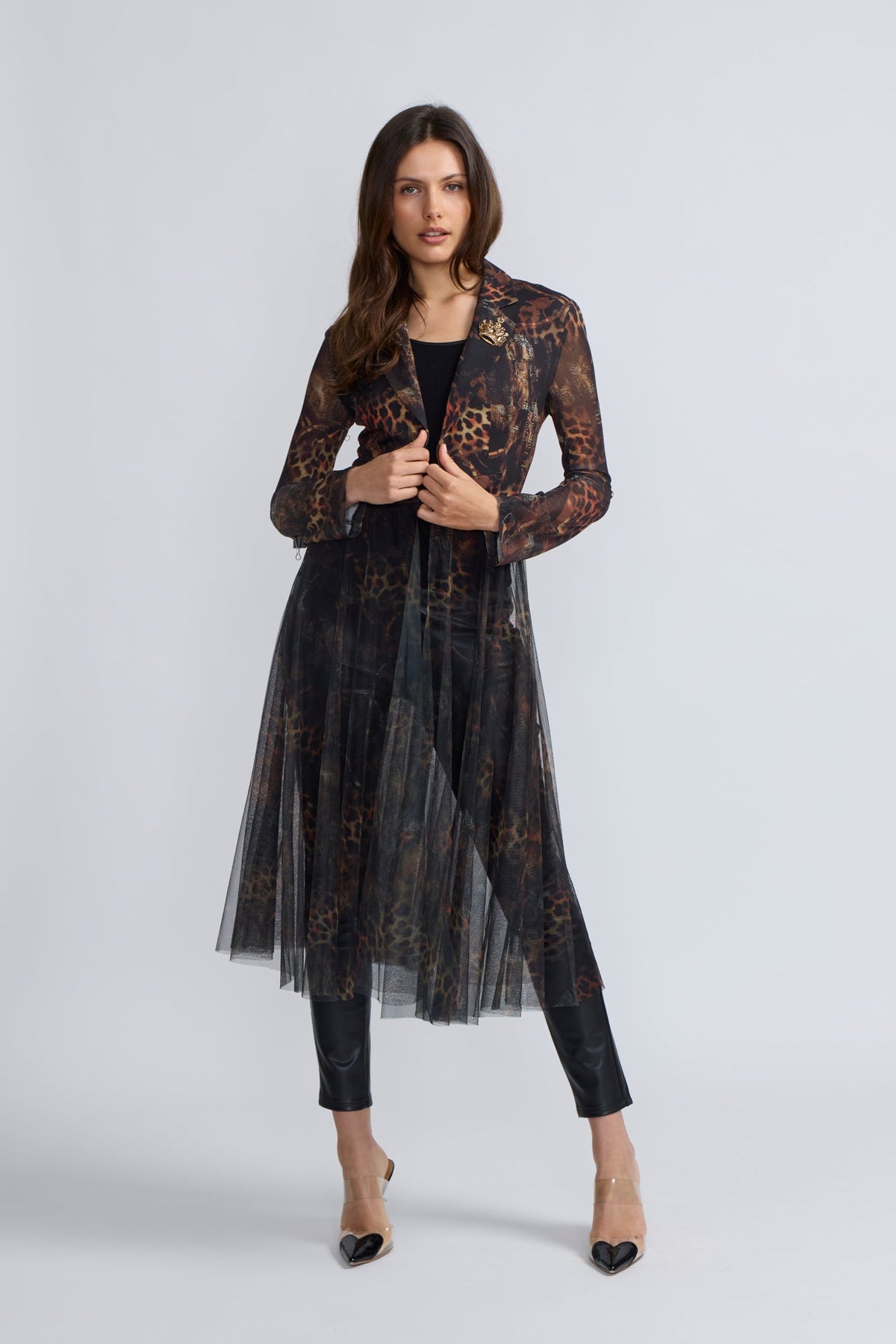 Crop Jacket with Mesh Duster