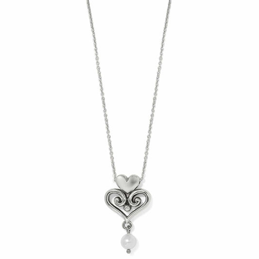 Alcazar Amor Pearl Pendant Necklace — Silver-Pearl