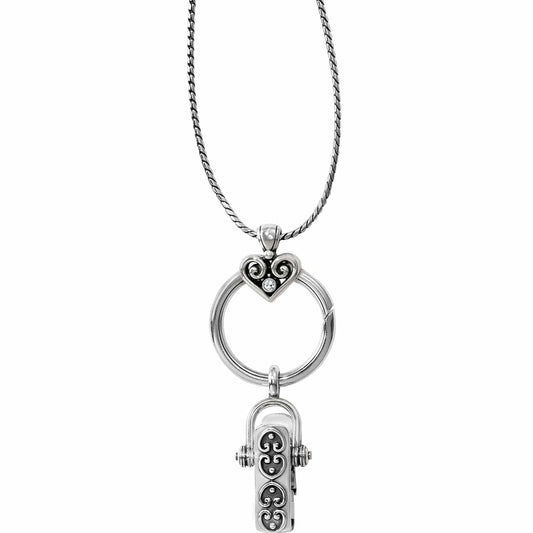 Alcazar Charm Badge Clip Necklace — Silver