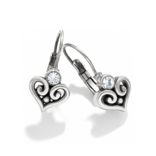 Alcazar Heart Leverback Earrings — Silver