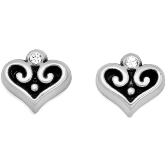 Alcazar Heart Mini Post Earrings — Silver