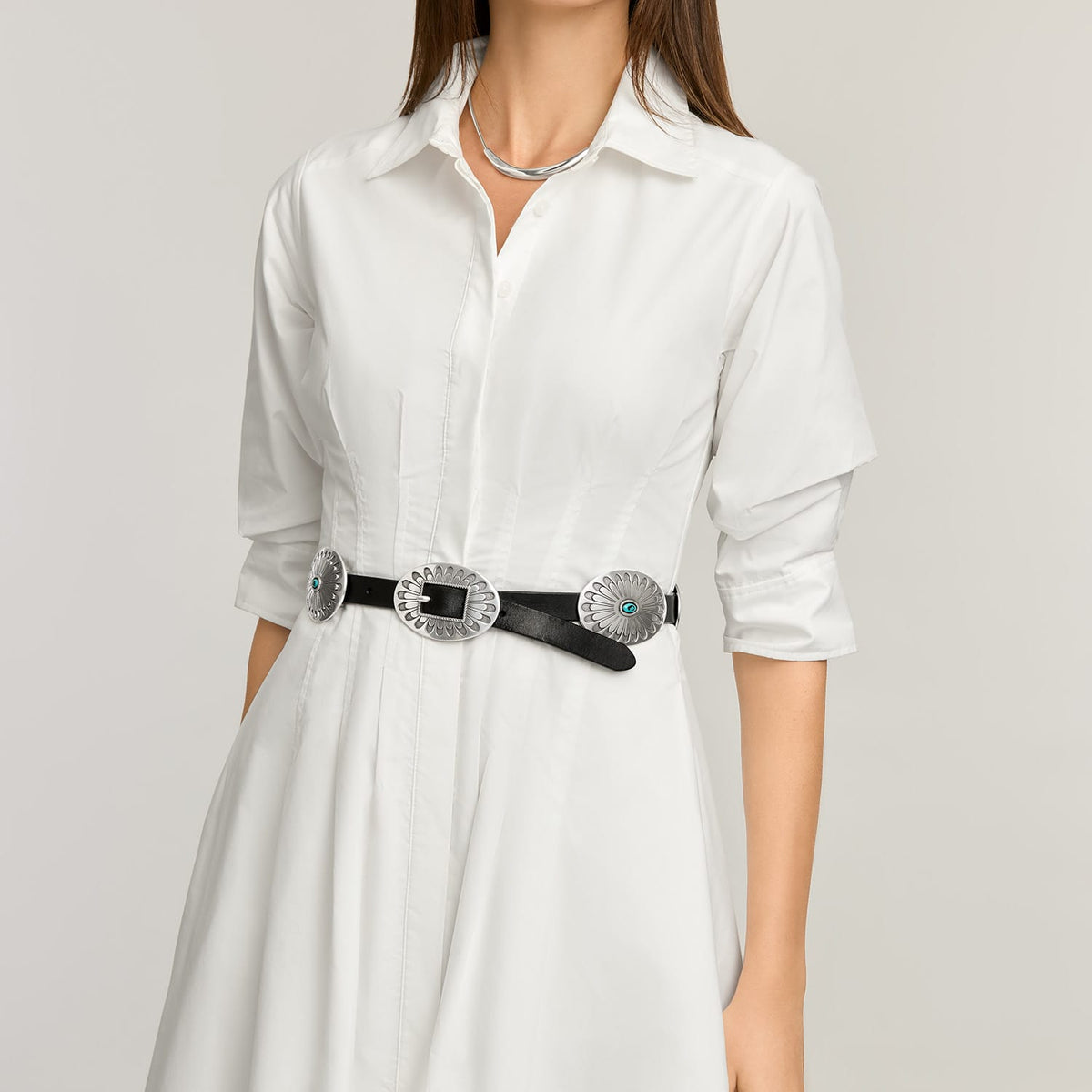 Blackbird Concho Belt — Black-Turquoise