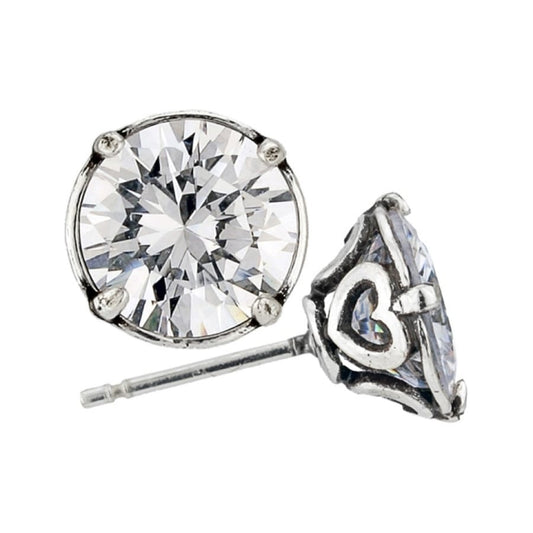 Brilliance 8MM Post Earrings — Silver