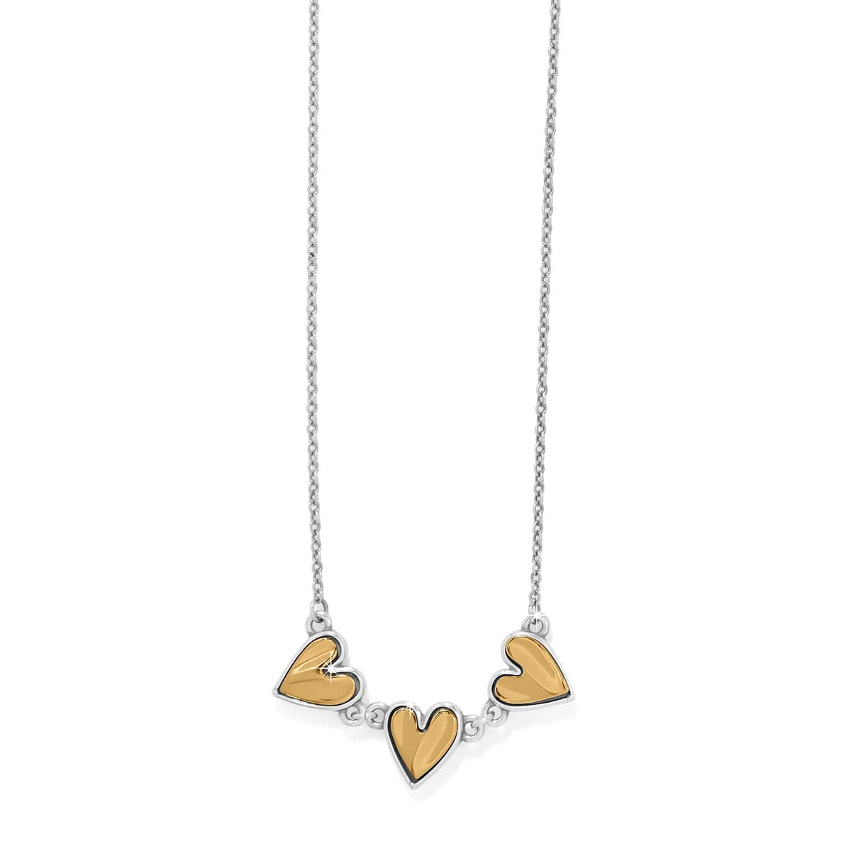 Cascade Heart Trio Necklace — Silver-Gold