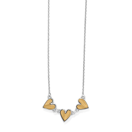 Cascade Heart Trio Necklace — Silver-Gold