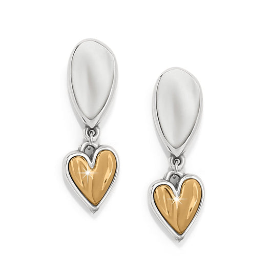 Cascade Heart Unity Post Drop Earrings — Silver-Gold