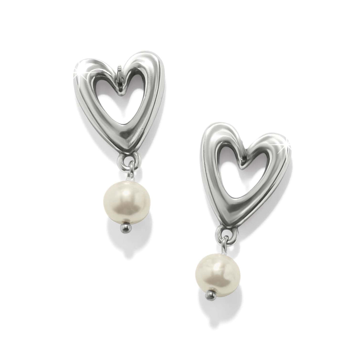 Cascade Open Heart Pearl Post Drop Earrings by Brighton