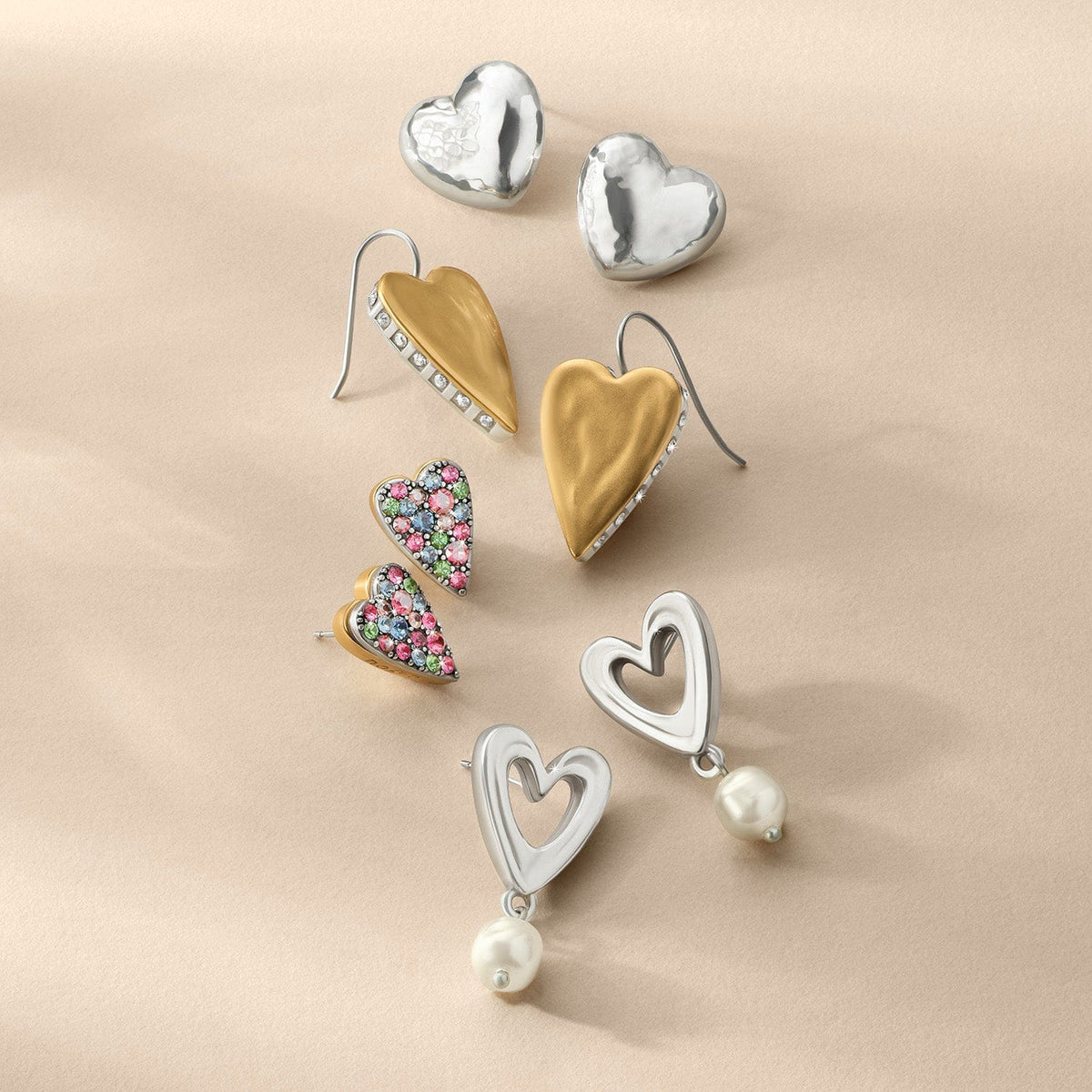Cascade Open Heart Pearl Post Drop Earrings by Brighton