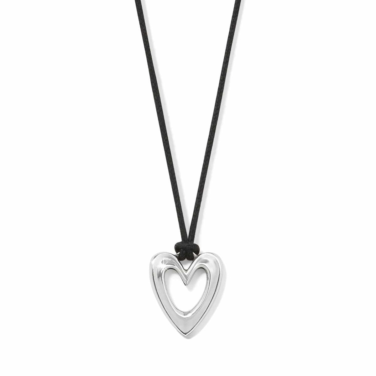Cascade Open Heart Petite Cord Necklace — Silver-Black
