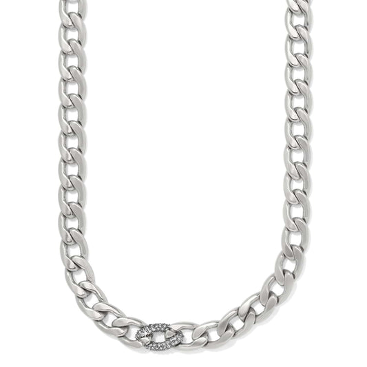 Cleo Pave Link Necklace — Silver