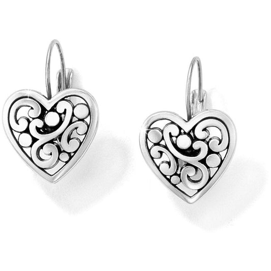 Contempo Heart Leverback Earrings — Silver