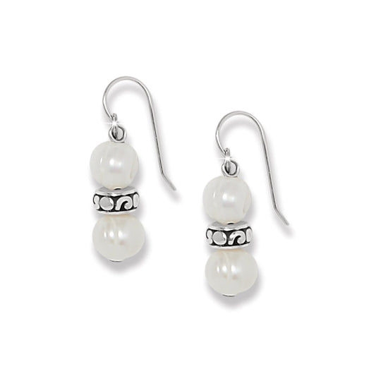 Contempo Heart Pearl French Wire Earrings — Silver-Pearl