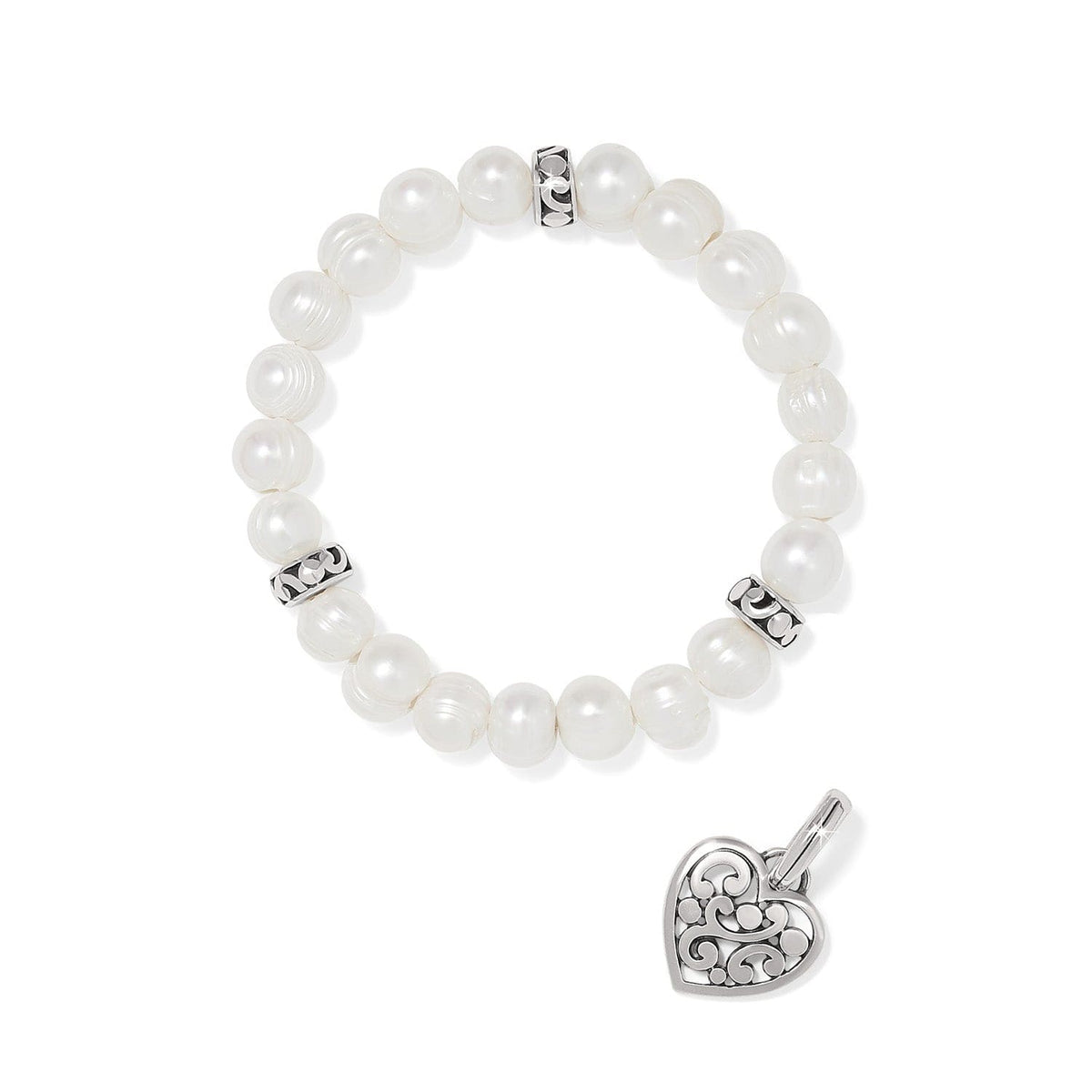 Contempo Heart Pearl Stretch Bracelet by Brighton