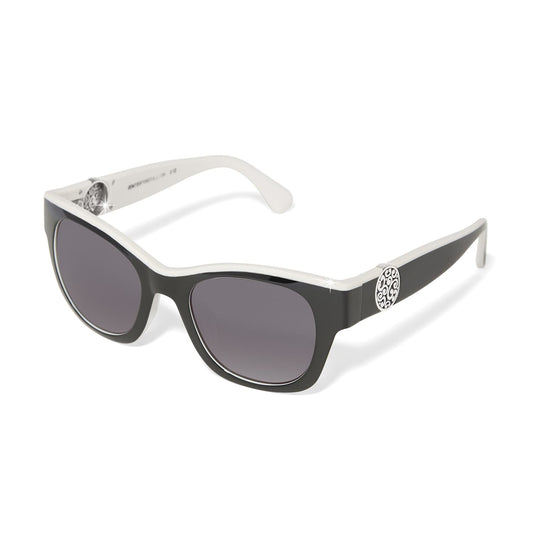 Contempo Medallion Dual Tone Sunglasses — Black-White